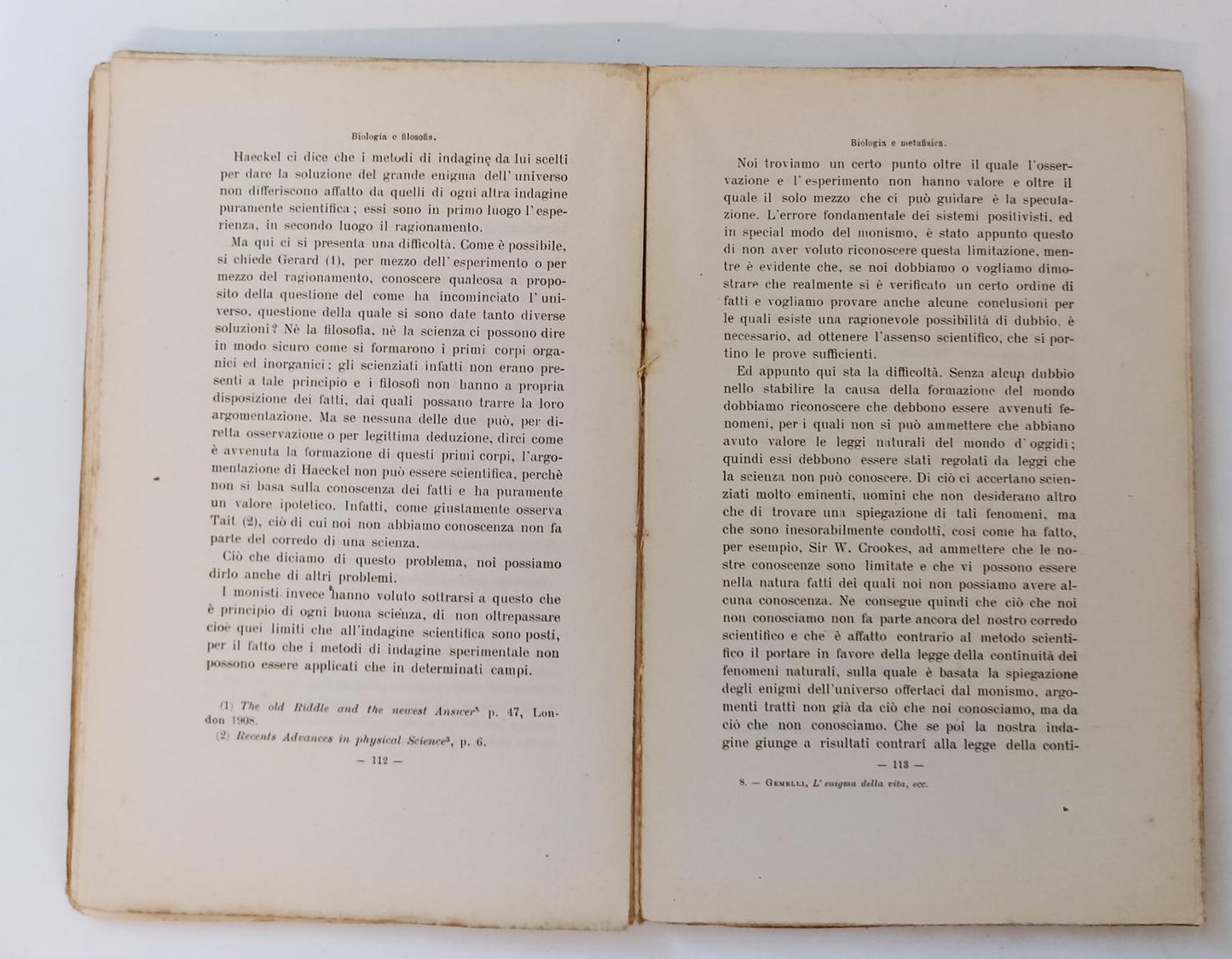LZ- L'ENIGMA DELLA VITA NUOVI ORIZZONTI BIOLOGIA 1/2- GEMELLI---- 1914- B-ZTT395