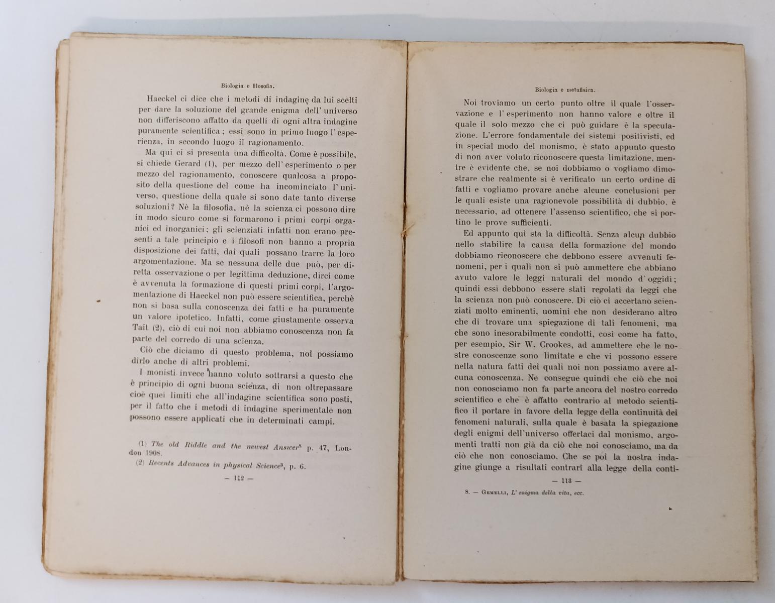 LZ- L'ENIGMA DELLA VITA NUOVI ORIZZONTI BIOLOGIA 1/2- GEMELLI---- 1914- B-ZTT395