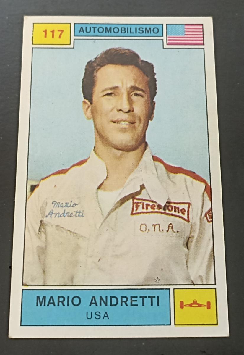 RACING PILOTES CARS CARD- PANINI- CAMPIONI SPORT 1969/70- MARIO ANDRETTI- 117