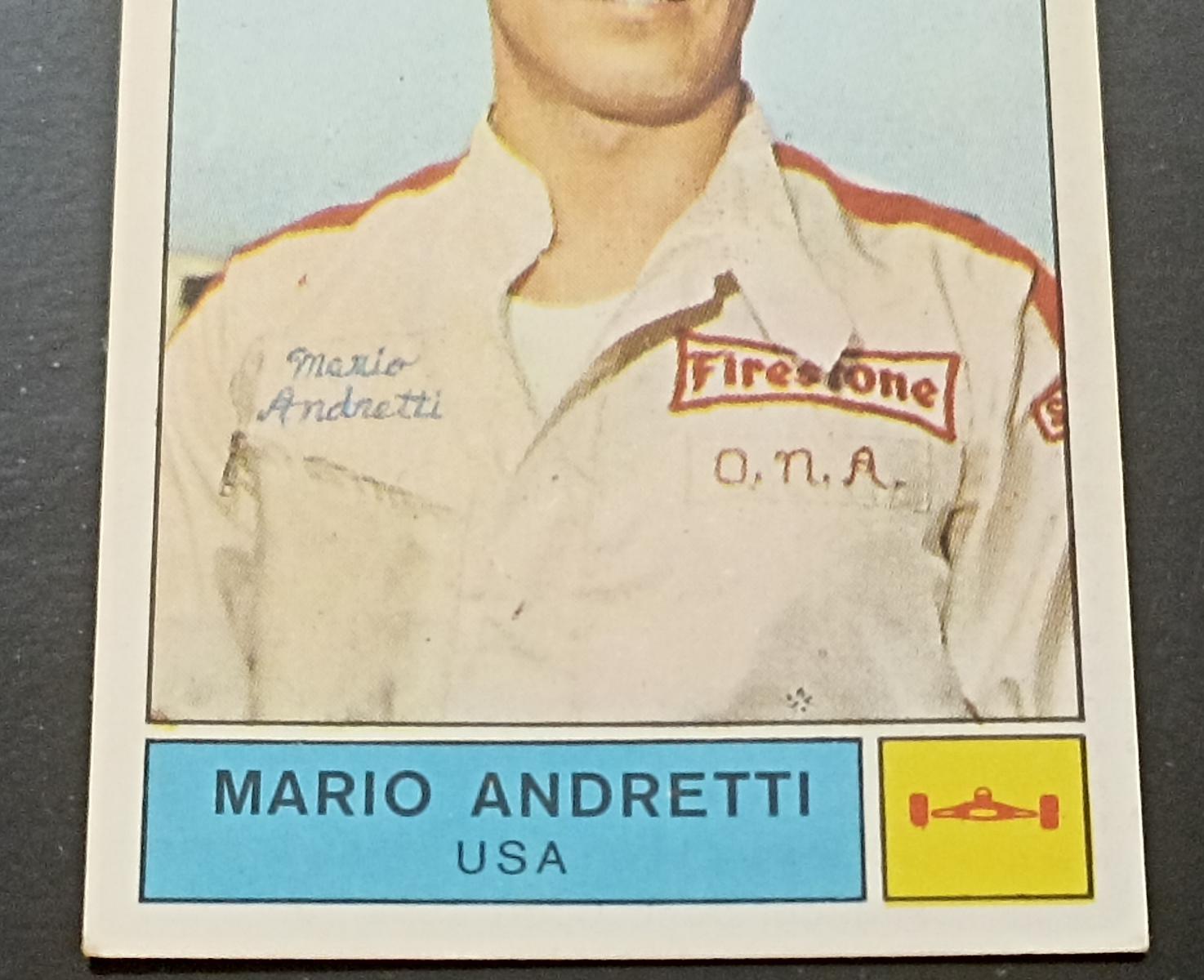 RACING PILOTES CARS CARD- PANINI- CAMPIONI SPORT 1969/70- MARIO ANDRETTI- 117