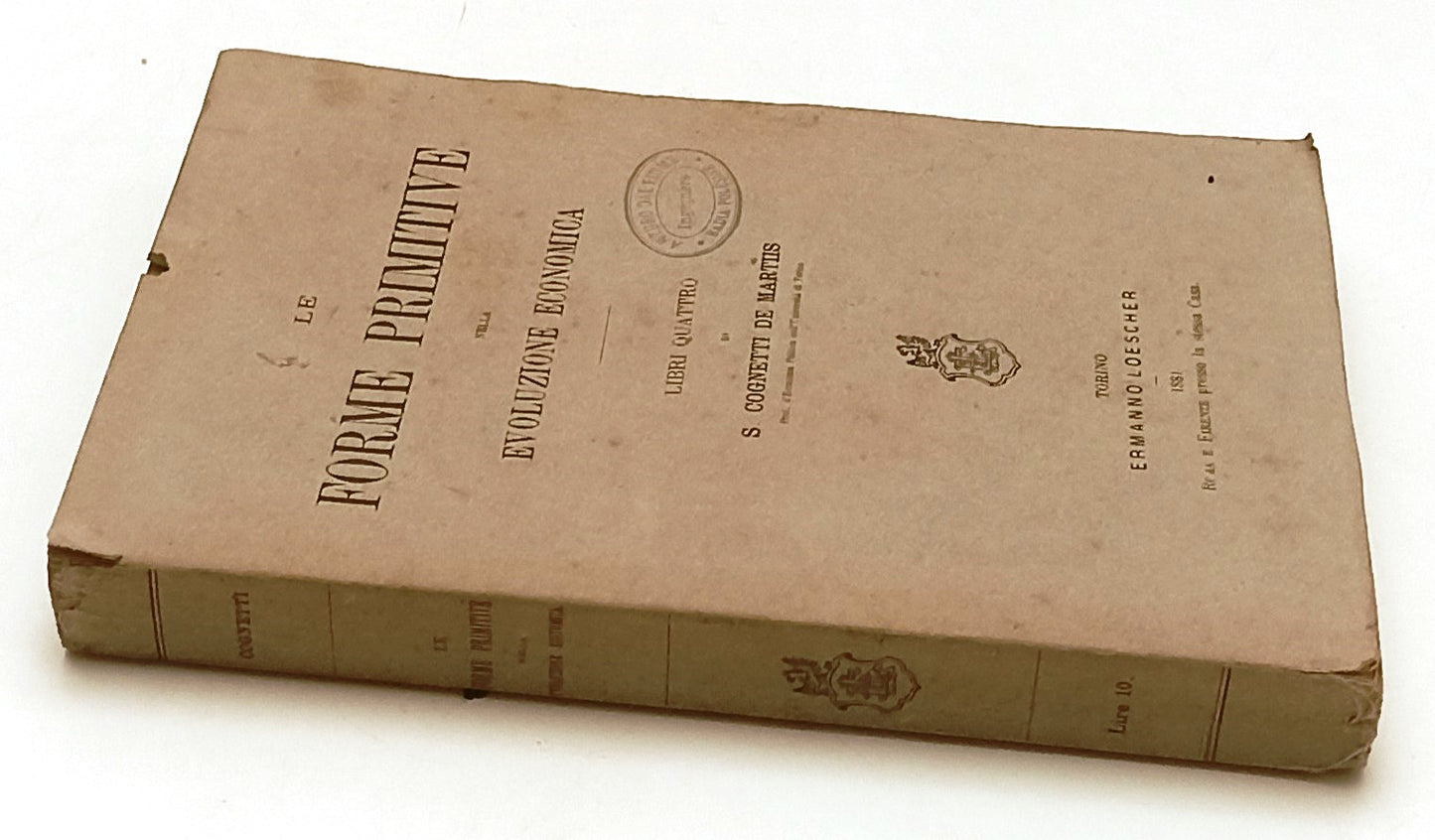 LZ- LE FORME PRIMITIVE EVOLUZIONE ECONOMICA - COGNETTI DE MARTIIS - 1881- ZFS156