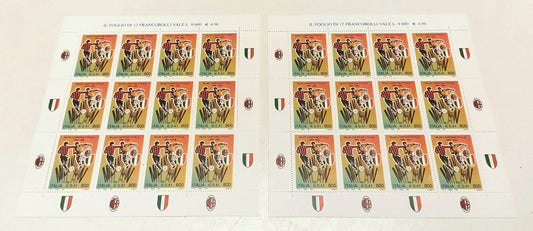 CV- 2 FOGLIETTI 12 FRANCOBOLLI MILAN CAMPIONE D'ITALIA 1998/1999 - RVSa330