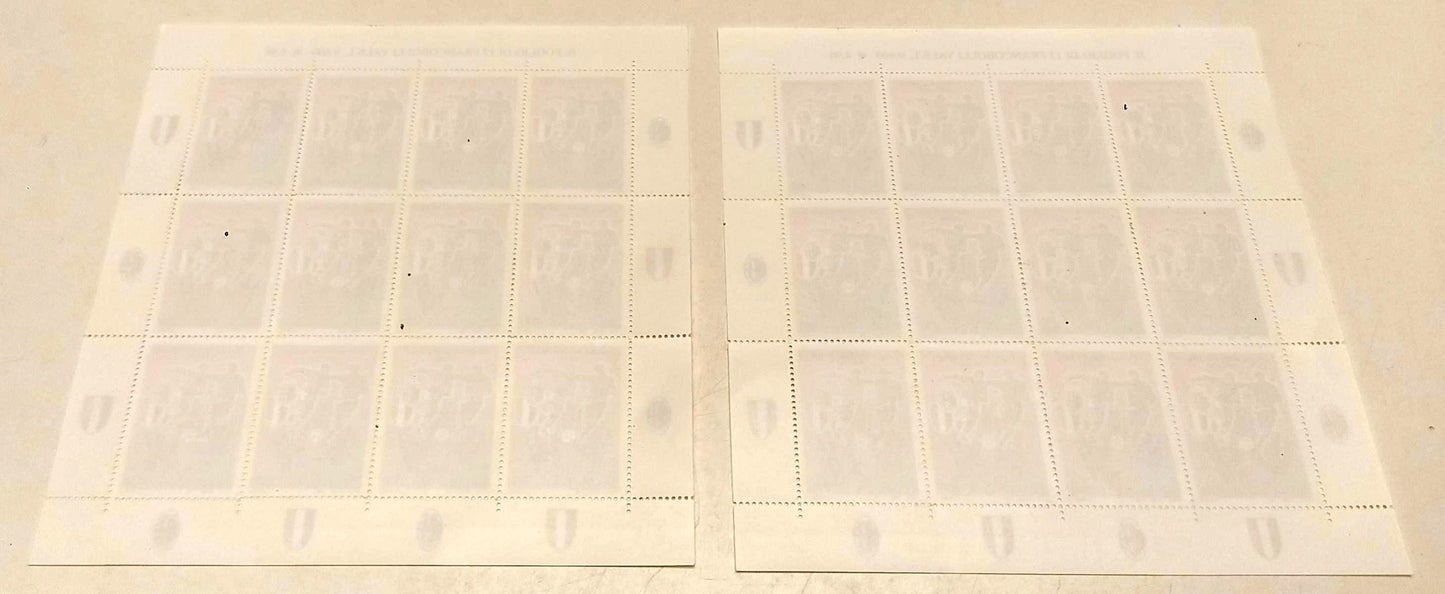 CV- 2 FOGLIETTI 12 FRANCOBOLLI MILAN CAMPIONE D'ITALIA 1998/1999 - RVSa330