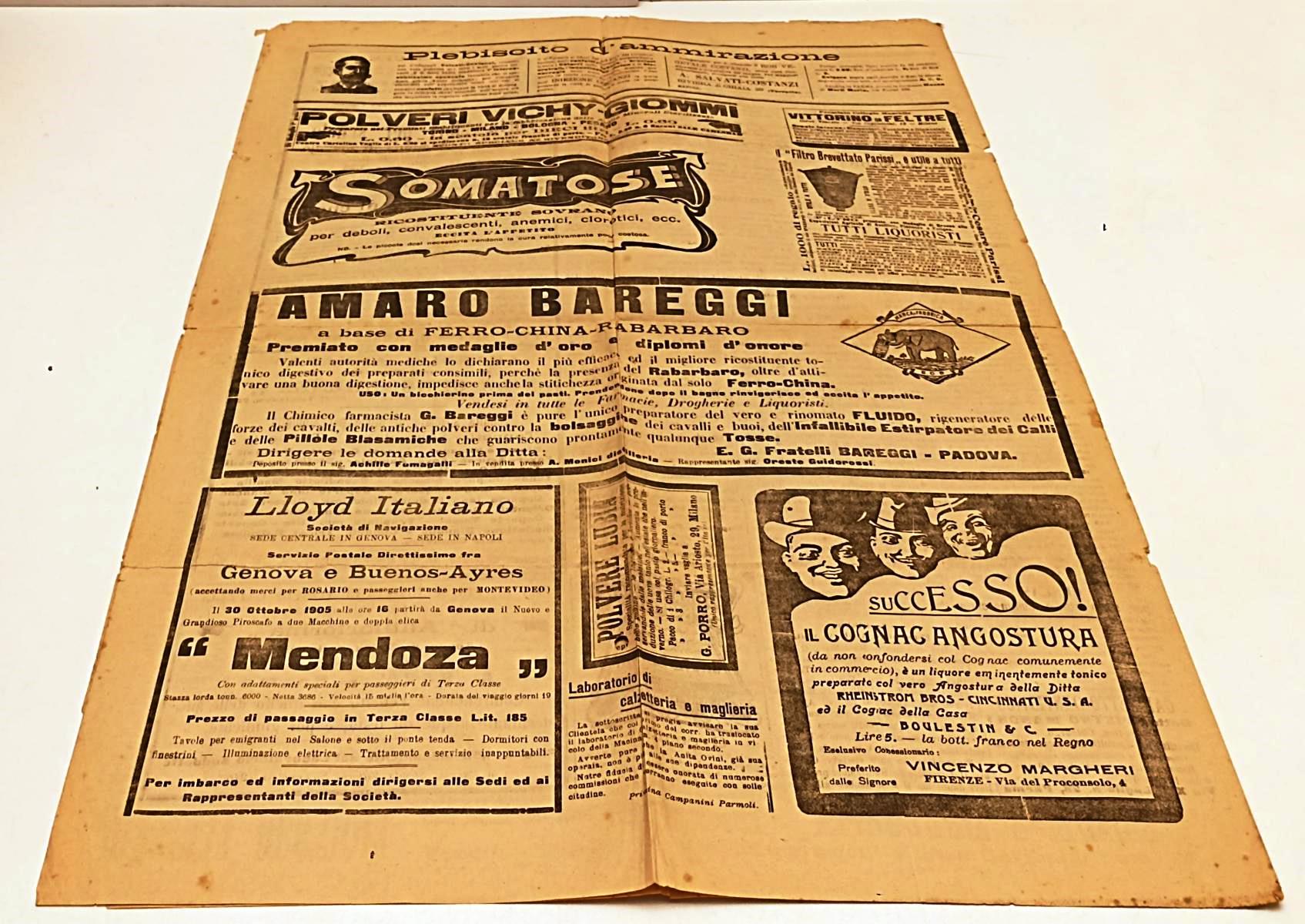 LR- QUOTIDANO GAZZETTA DI PARMA VENERDI' 29 SETTEMBRE 1905 - RVSa373