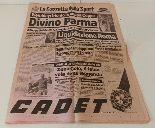 LC- GAZZETTA DELLO SPORT 13 MAGGIO 1993 WEMBLEY PARMA COPPA DELLE COPPE- RVSa248