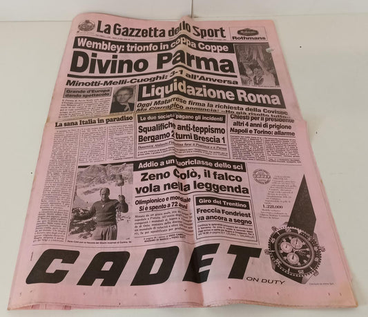 LC- GAZZETTA DELLO SPORT MAGGIO 1993 WEMBLEY PARMA COPPA COPPE MINOTTI - RVSa249