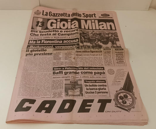 LC- GAZZETTA dello SPORT 31 MAGGIO 1993 GIOIA MILAN SCUDETTO NUMERO 13 - RVSa229