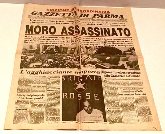 LR- GAZZETTA PARMA 9 MAGGIO 1978 EDIZIONE STRAORDINARIA MORO ASSASSINATO-RVSa596