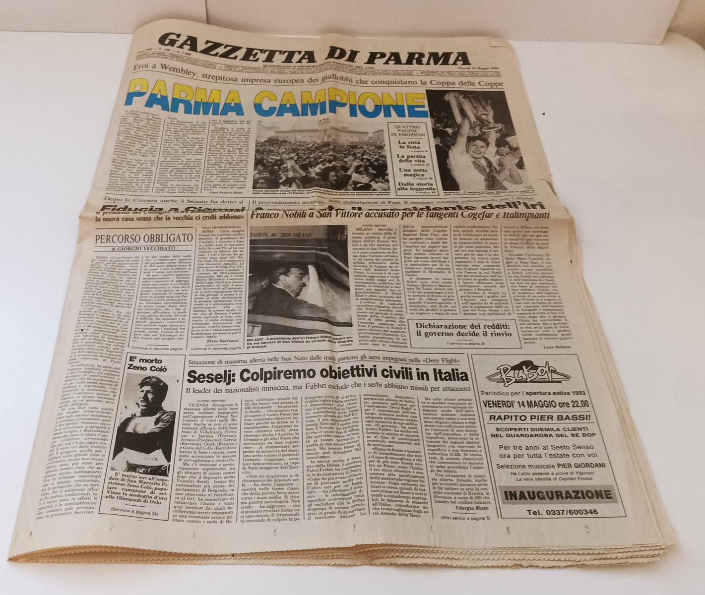 LC- GAZZETTA di PARMA 13 MAGGIO 1993 PARMA CAMPIONE COPPA DELLE COPPE - RVSa235
