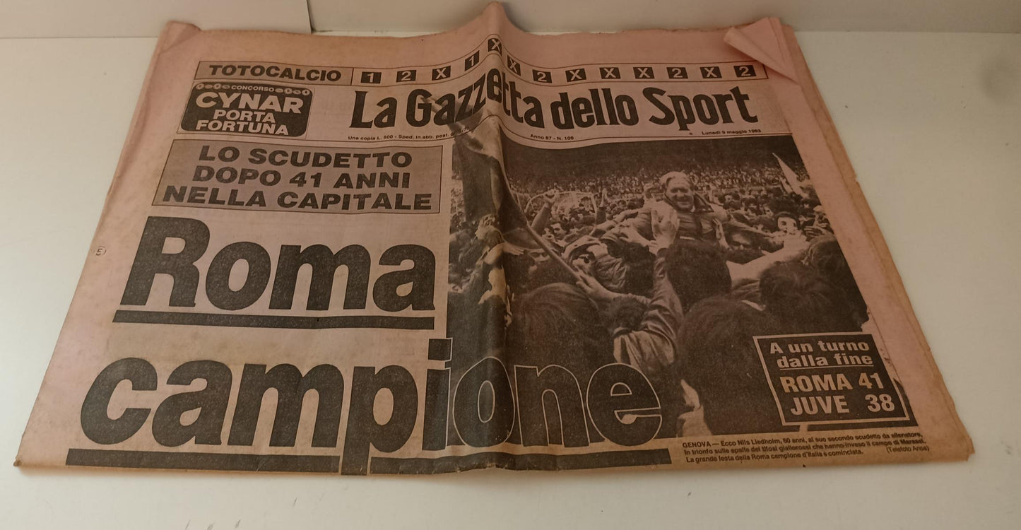 LC- QUOTIDIANO GAZZETTA DELLO SPORT 9 MAGGIO 1983 SCUDETTO ROMA - RVSa147