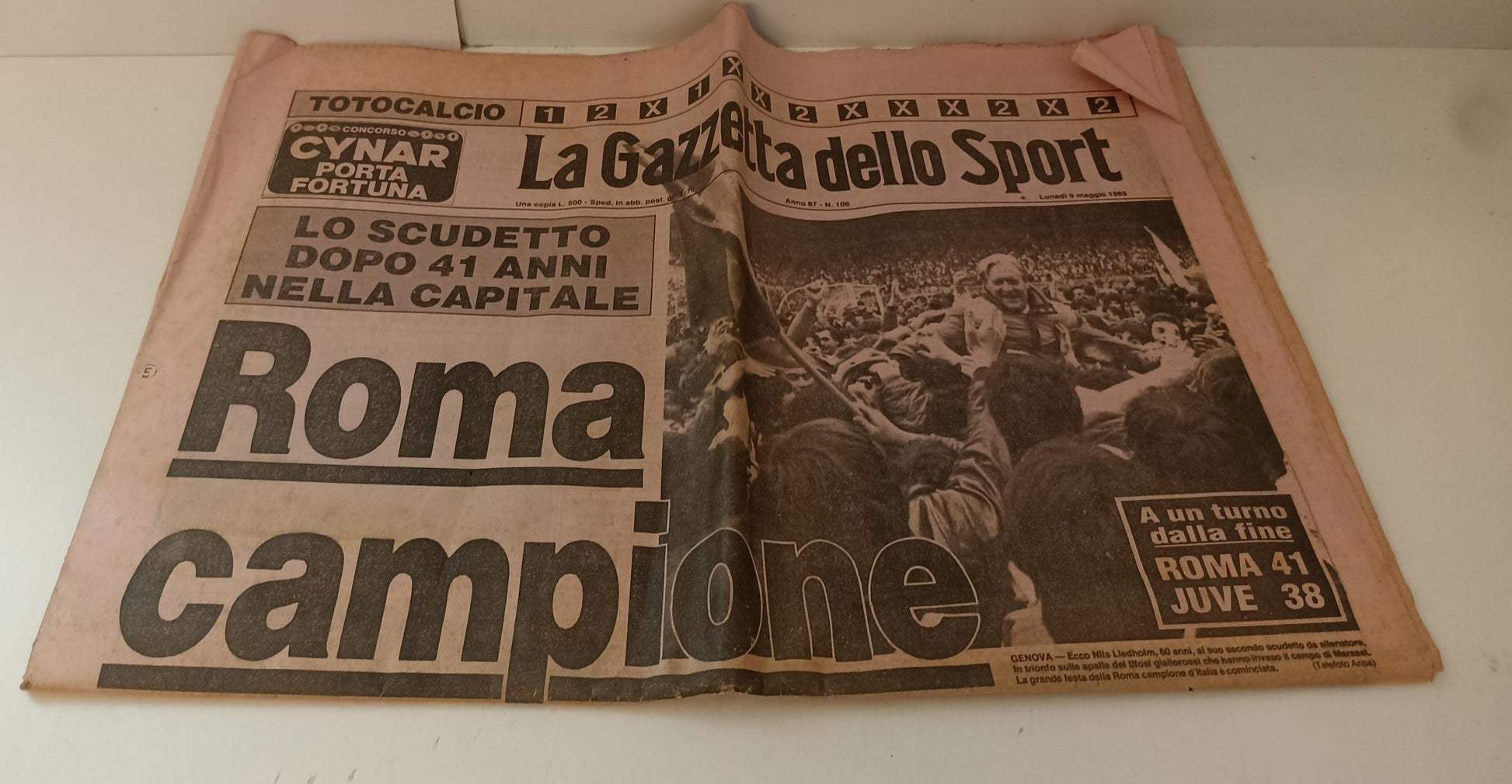 LC- QUOTIDIANO GAZZETTA DELLO SPORT 9 MAGGIO 1983 SCUDETTO ROMA - RVSa147