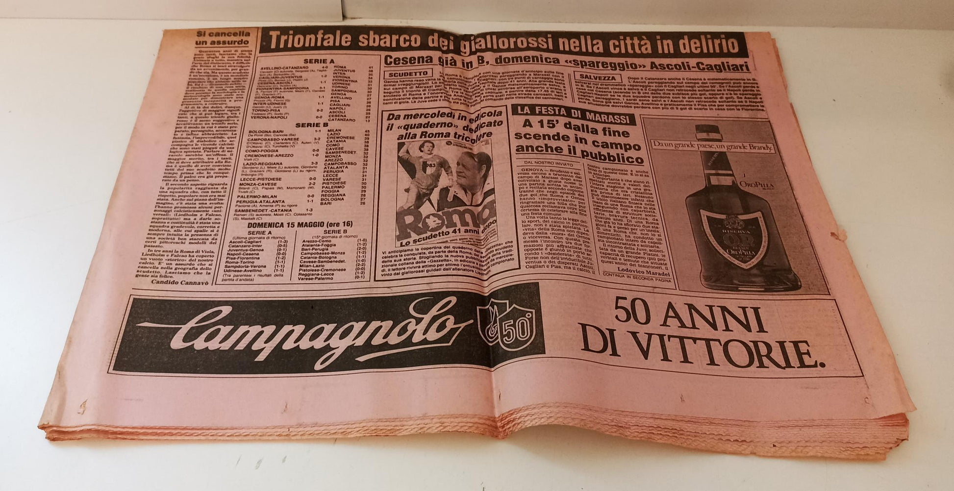 LC- QUOTIDIANO GAZZETTA DELLO SPORT 9 MAGGIO 1983 SCUDETTO ROMA - RVSa147