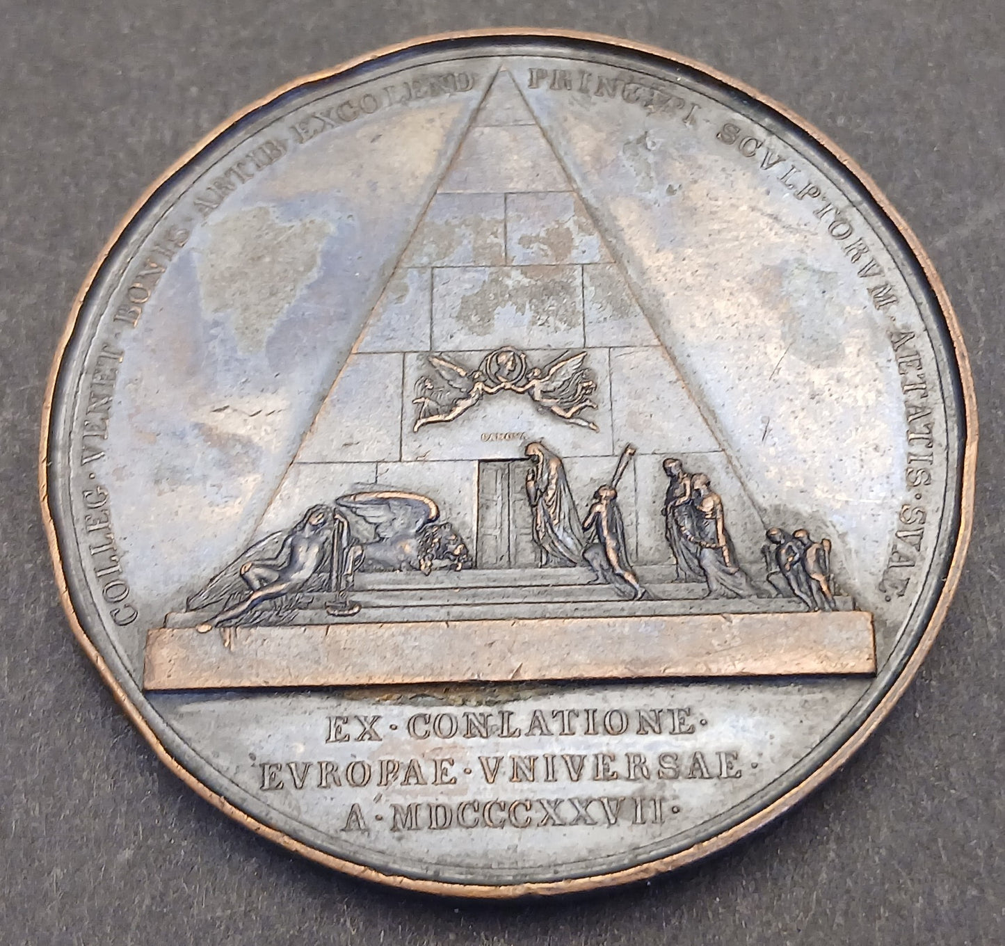 CB- MEDAGLIA ANTONIUS CANOVA EX CONLATIONE EUROPA UNIVERSALE MDCCCXXVII- GTTS142