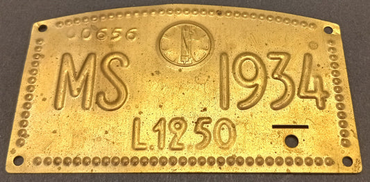 CB- TARGA TASSA CICLI FASCISMO MUSSOLINI MS 1934 L.12,50 00656 - GTTS87