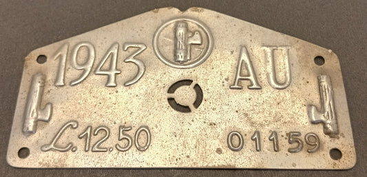 CB- TARGA TASSA CICLO MUSSOLINI FASCISMO 1943 AU L.12,50 00159 - GTTS88