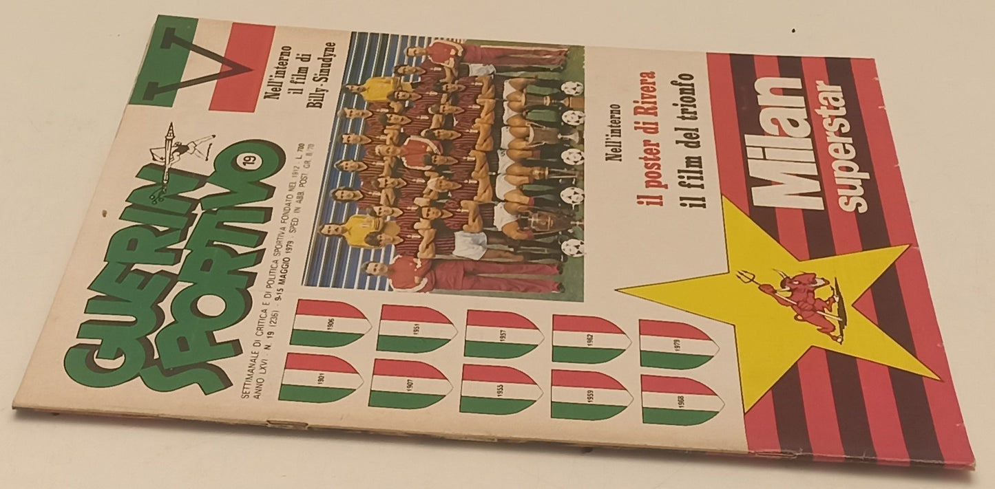 LC- RIVISTA GUERIN SPORTIVO N.19 1979 MILAN SUPERSTAR - POSTER RIVERA - RVSa543