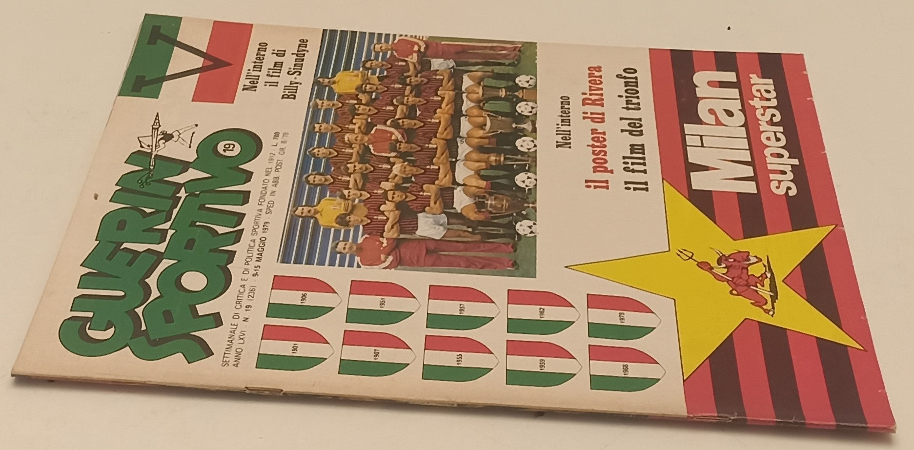 LC- RIVISTA GUERIN SPORTIVO N.19 1979 MILAN SUPERSTAR - POSTER RIVERA - RVSa543