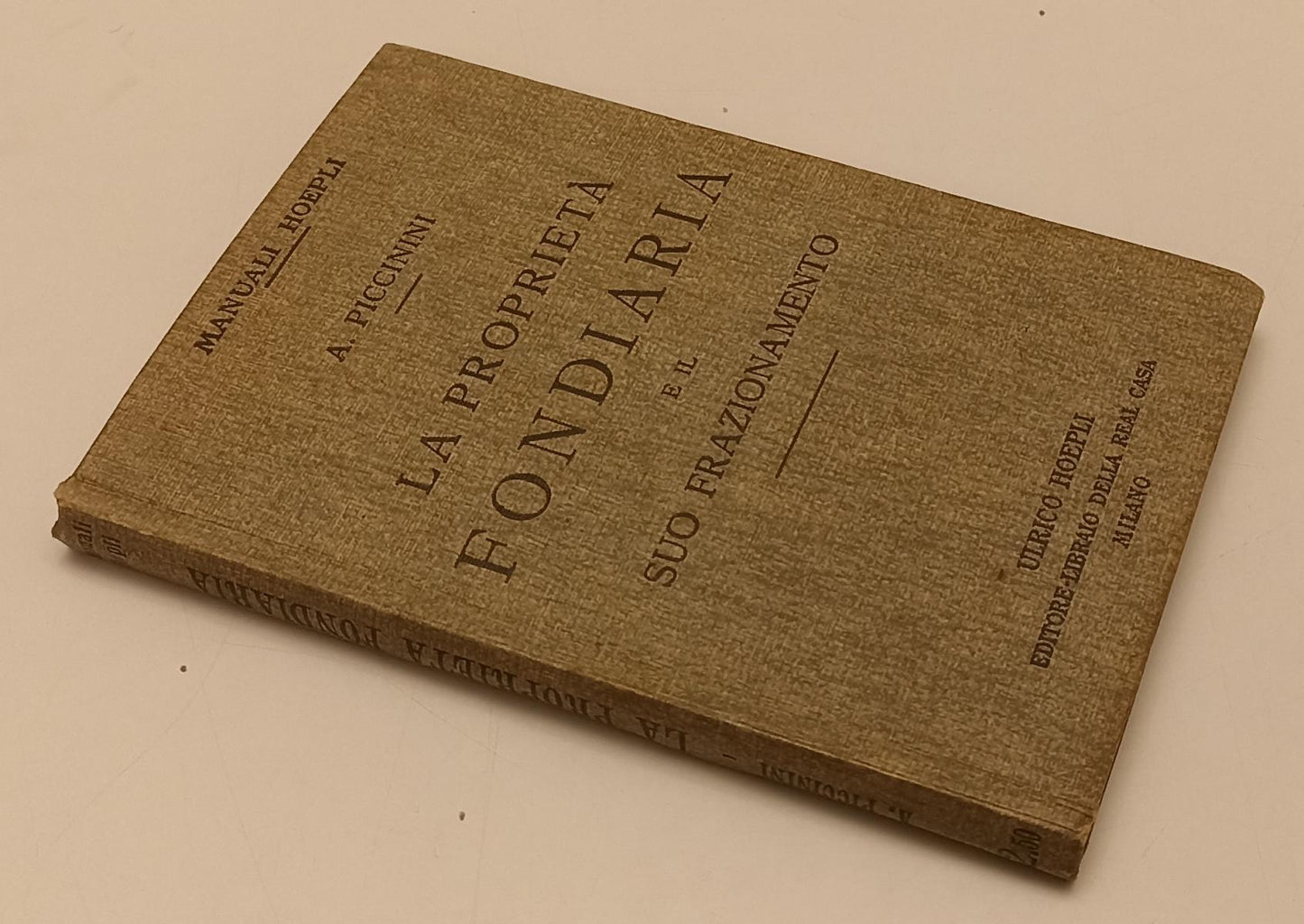LZ- LA PROPRIETA' FONDIARIA FRAZIONAMENTO- PICCININI- HOEPLI- MANUALI-- 1926-C-XFS