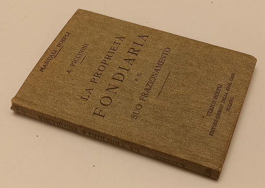 LZ- LA PROPRIETA' FONDIARIA FRAZIONAMENTO- PICCININI- HOEPLI- MANUALI-- 1926-C-XFS