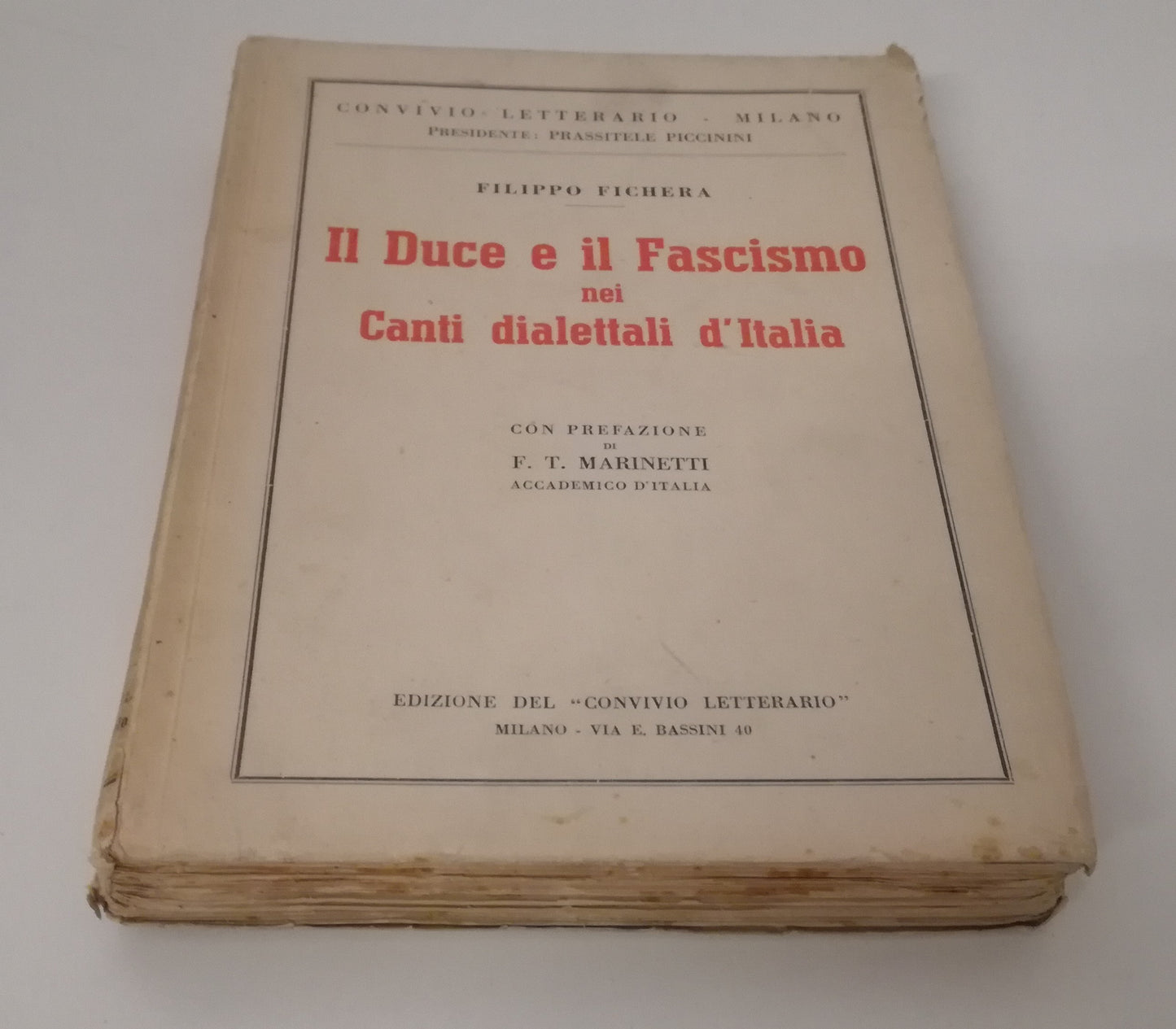 LS- DUCE FASCISMO CANTI DIALETTALI ITALIA - FICHERA MARINETTI---- 1937- B- MLT3
