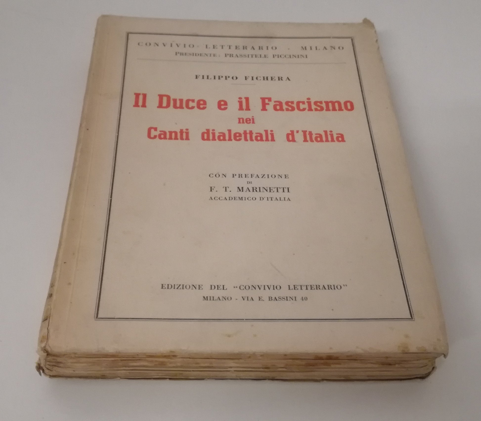 LS- DUCE FASCISMO CANTI DIALETTALI ITALIA - FICHERA MARINETTI---- 1937- B- MLT3