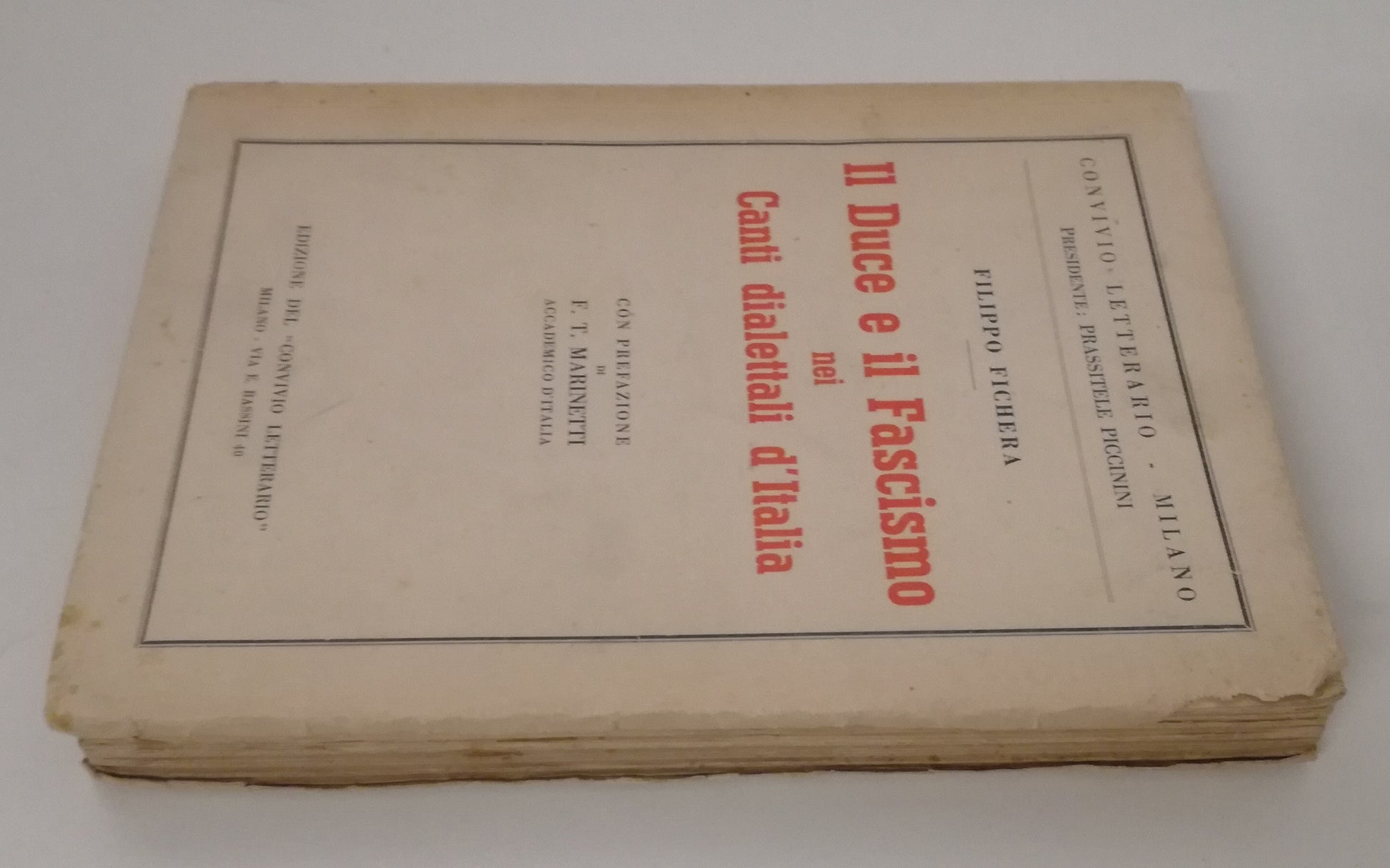 LS- DUCE FASCISMO CANTI DIALETTALI ITALIA - FICHERA MARINETTI---- 1937- B- MLT3
