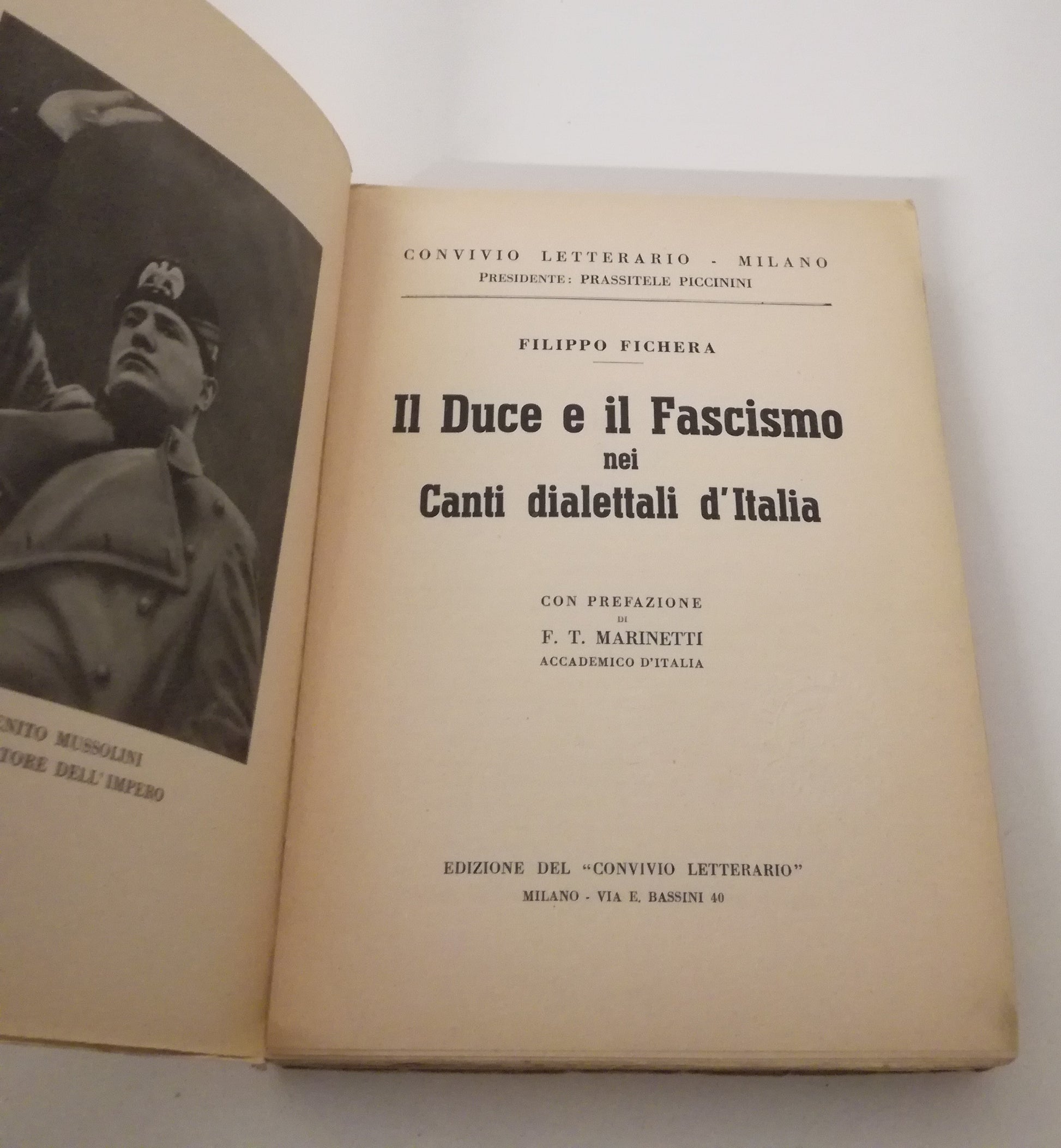 LS- DUCE FASCISMO CANTI DIALETTALI ITALIA - FICHERA MARINETTI---- 1937- B- MLT3