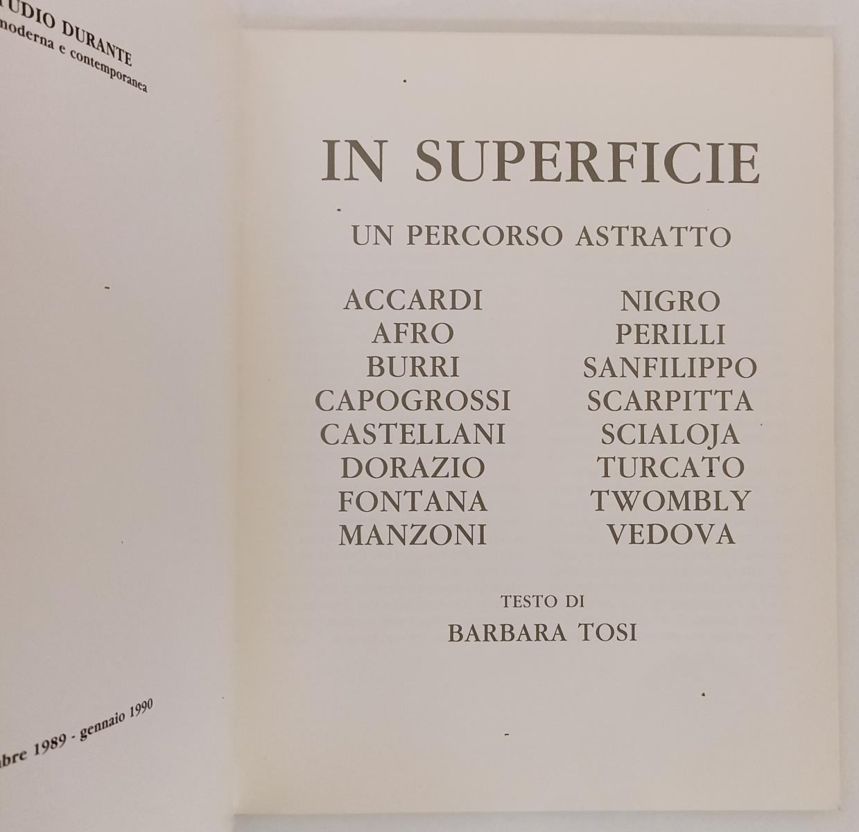 LT- IN SUPERFICIE UN PERCORSO ASTRATTO CATALOGO- STUDIO DURANTE- 1989- B- XFS160