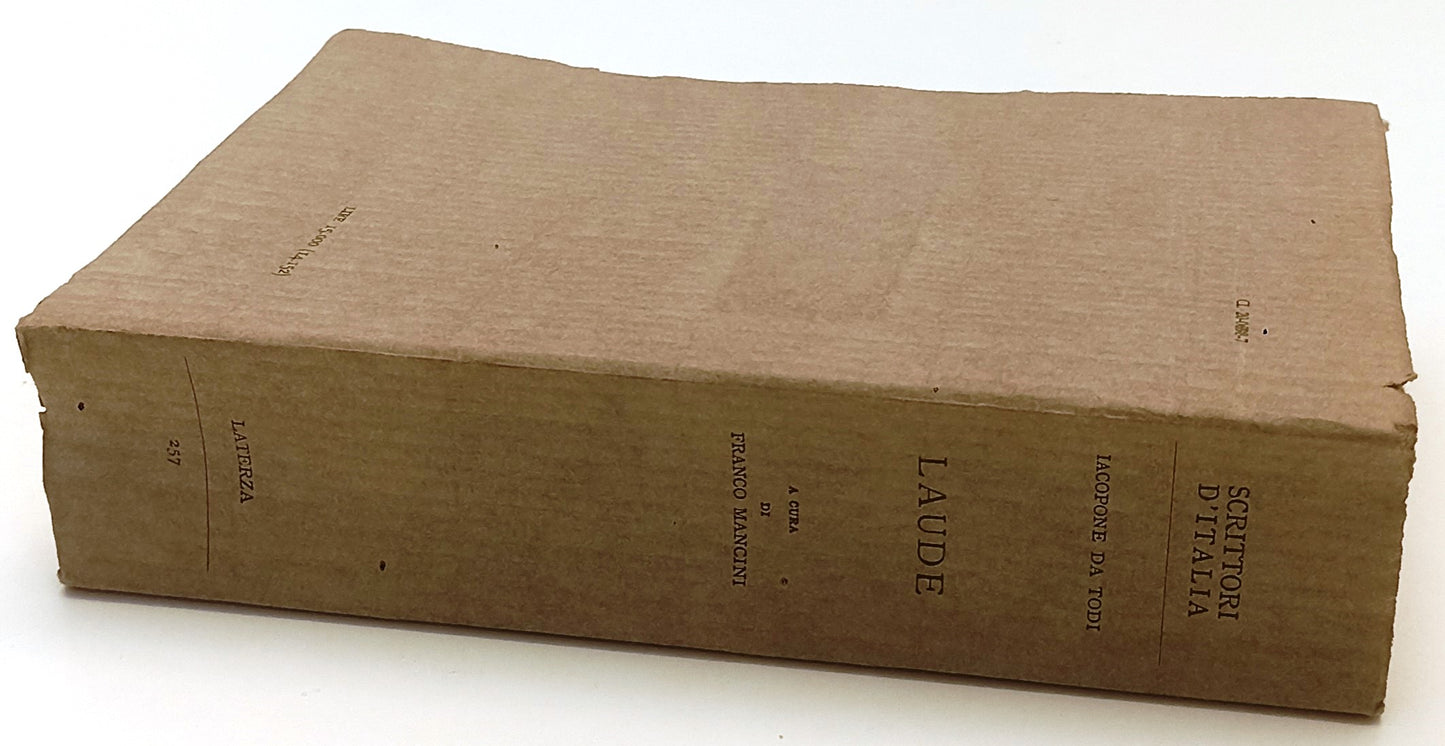 LN- LAUDE - IACOPONE DA TODI - LATERZA - SCRITTORI D'ITALIA -- 1975 - B - XFS