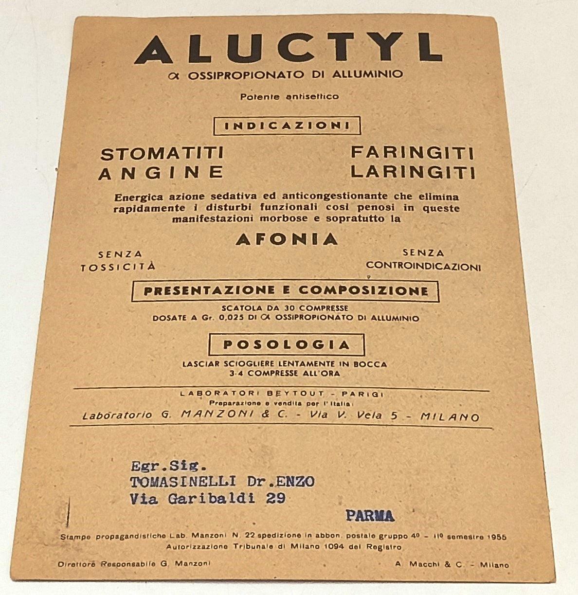 CC- CARTOLINA UMORISTICA PUBBLICITARIA - ALUCTYL POTENTE ANTISETTICO - RVSa560