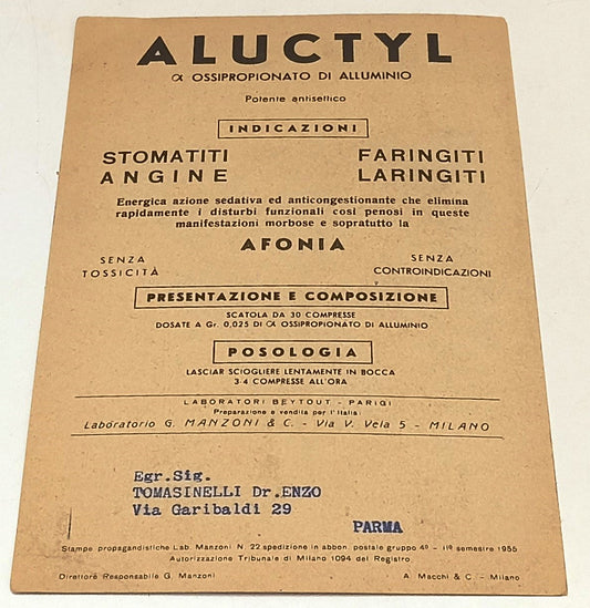 CC- CARTOLINA UMORISTICA PUBBLICITARIA - ALUCTYL POTENTE ANTISETTICO - RVSa560