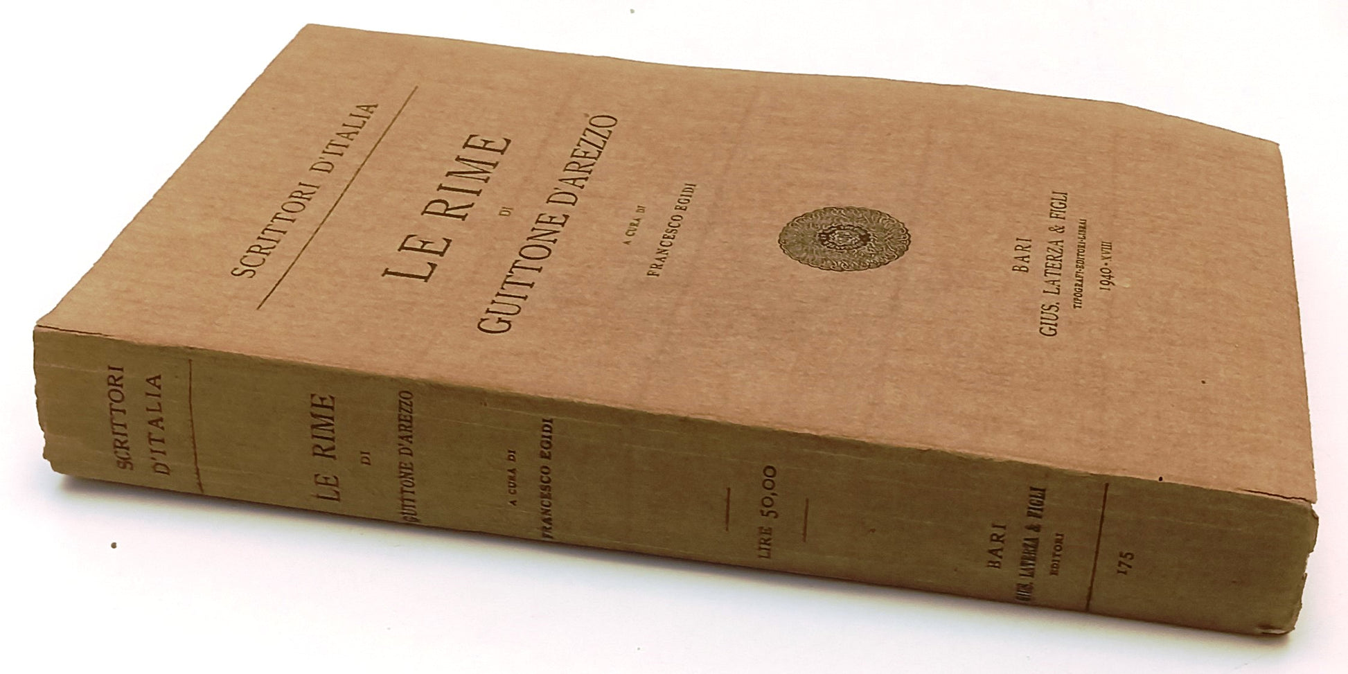 LN- LE RIME - GUITTONE D'AREZZO - LATERZA - SCRITTORI D'ITALIA -- 1940- B- XFS