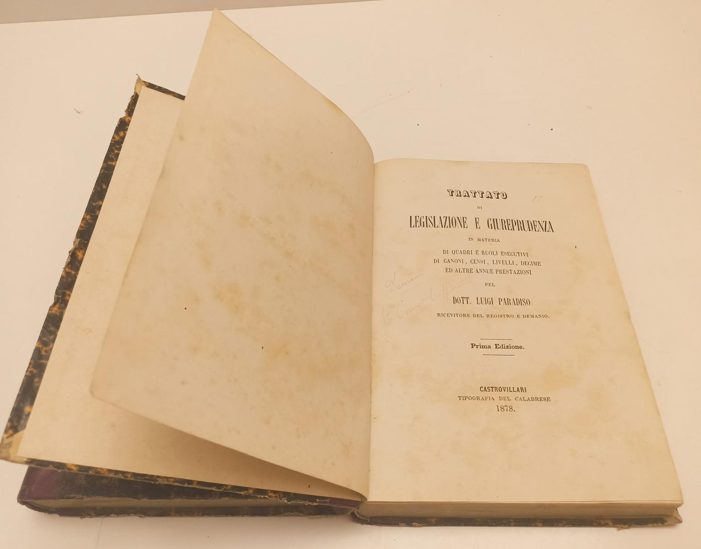 LH- TRATTATO DI LEGISLAZIONE E GIURISPRUDENZA 2 VOLUMI- PARADISO- 1878- C-YFS238