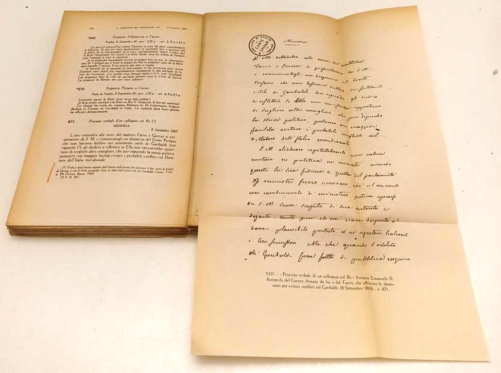 LS- LIBERAZIONE MEZZOGIORNO FORMAZIONE REGNO D'ITALIA 1/2 - CAVOUR- 1949- YFS678