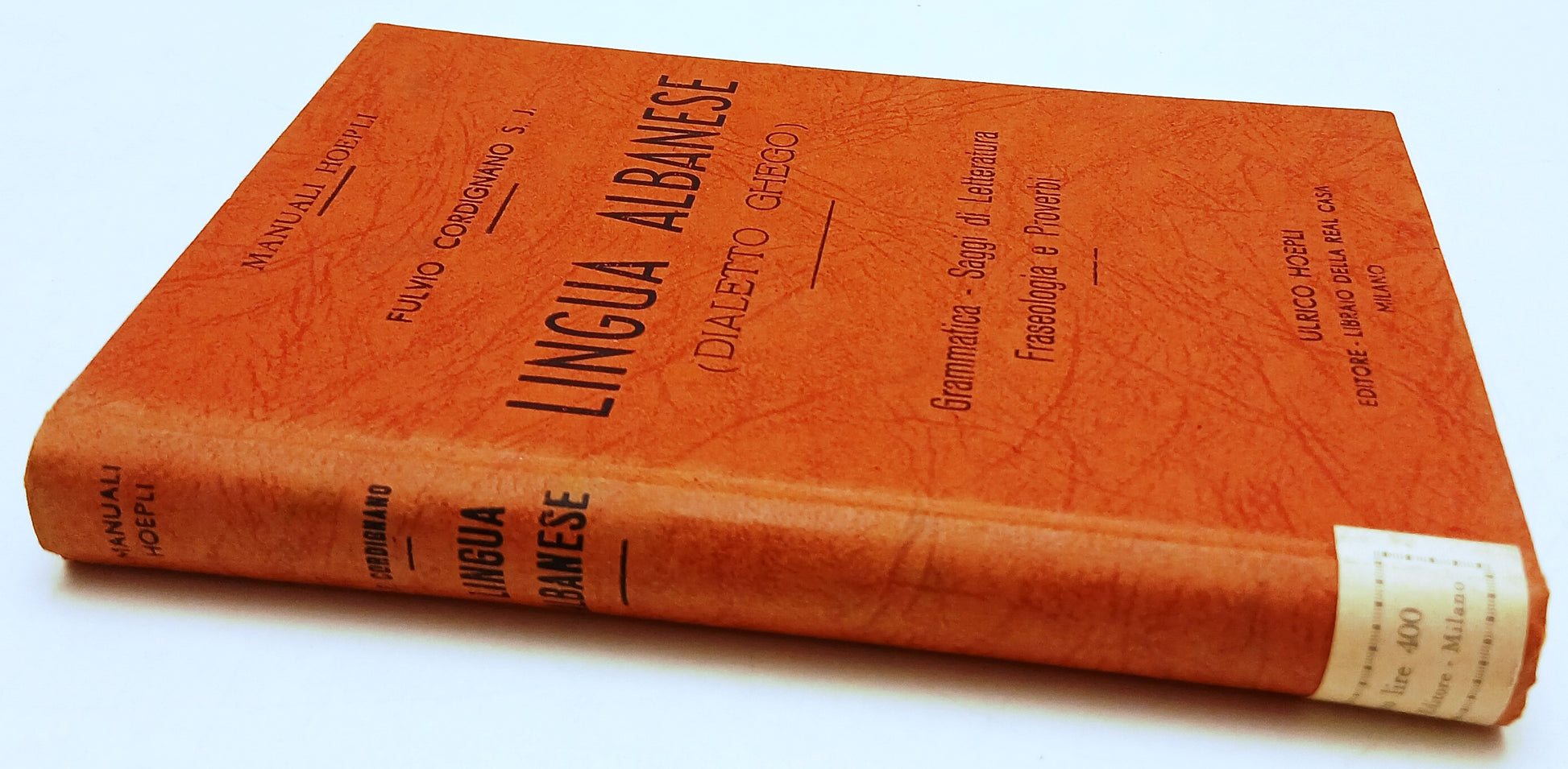 LZ- LINGUA ALBANESE DIALETTO GHEGO - CARDIGNANO - HOEPLI- MANUALI-- 1931- C- XFS