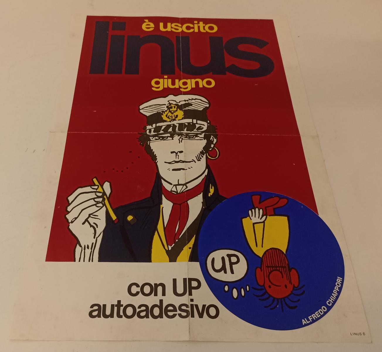 GF- POSTER PUBBLICITARIO E' USCITO LINUS GIUGNO CORTO MALTESE CHIAPPORI- RVSa140
