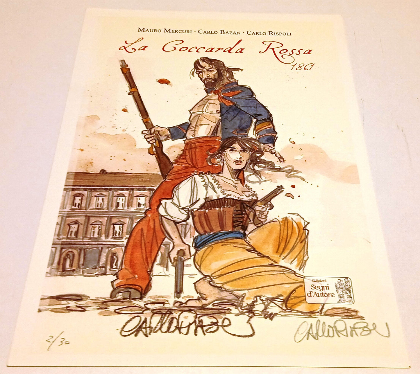 Stampa firmata numerata 2/30 Carlo Rispoli Coccarda Rossa Segni d'Autore- RVSh82