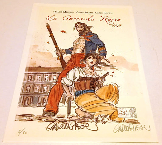 Stampa firmata numerata 2/30 Carlo Rispoli Coccarda Rossa Segni d'Autore- RVSh82