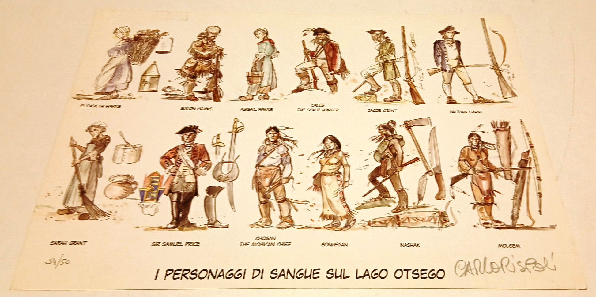 Stampa firmata numerata 34/50 Carlo Rispoli- Lago Otsego- Segni d'Autore- RVSh83