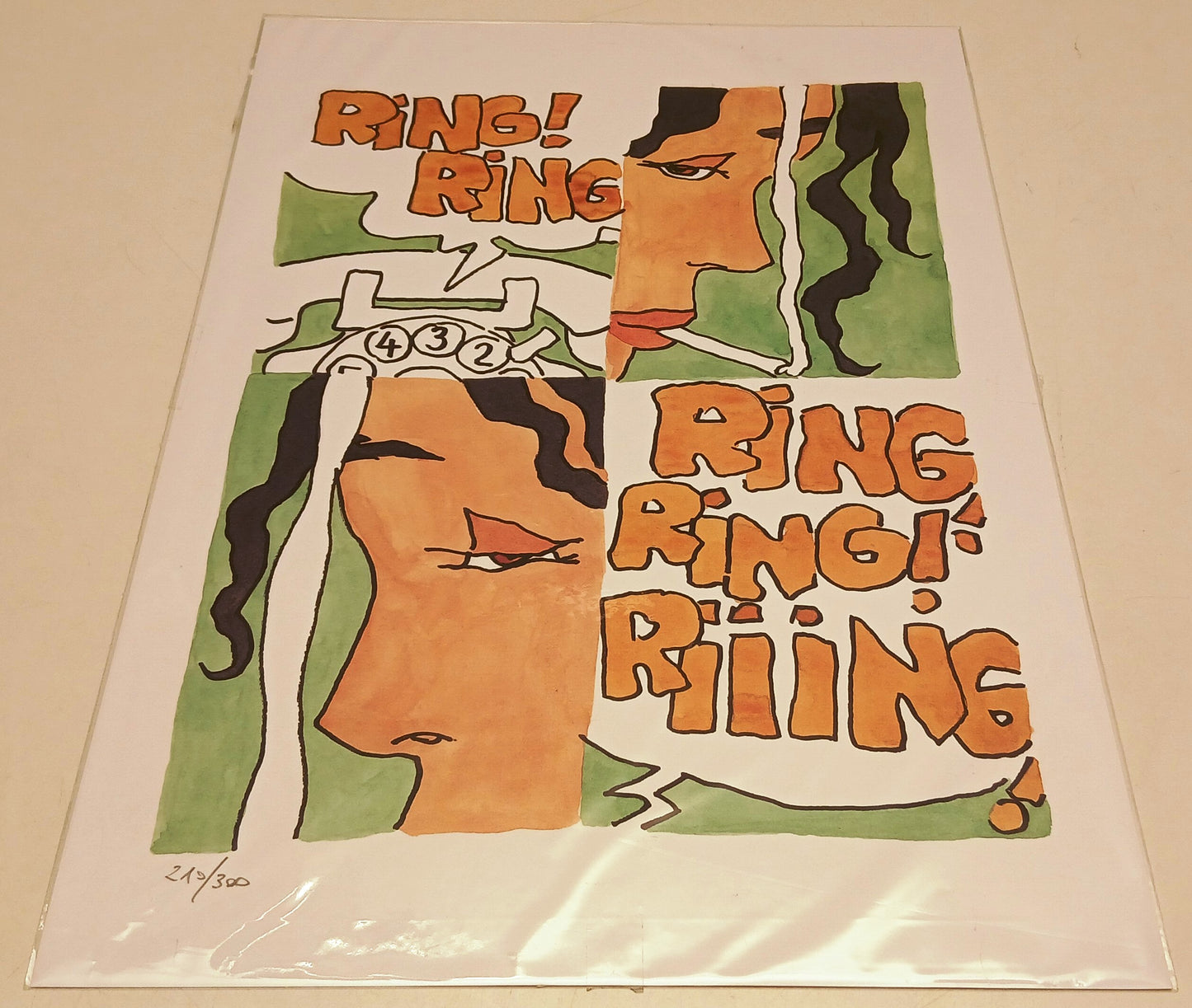 Litografia numerata 210/300 Hugo Pratt - Ring Ring - Segni d'Autore- RVSh81