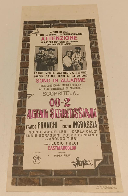 CV- LOCANDINA 00-2 AGENTI SEGRETISSIMI FRANCO FRANCO CICCIO INGRASSIA - RVSa539