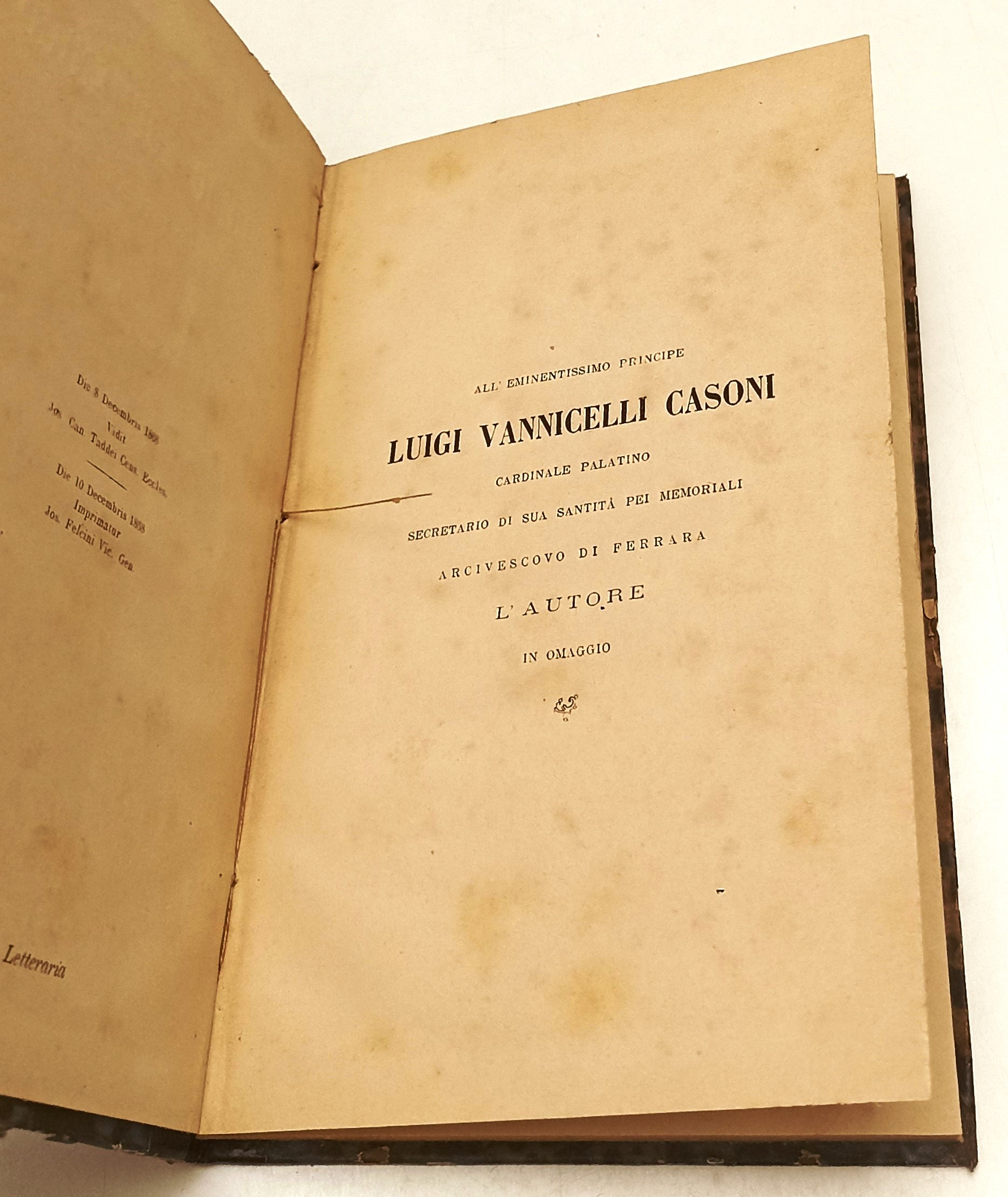 LH- SUL CONCILIO ECUMENICO - DON GAETANO LEVIZZANI CIRELLI ---- 1868 - C- ZFS164