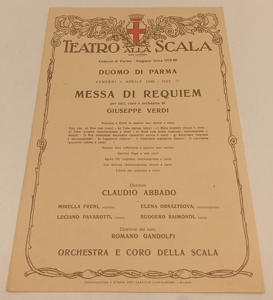 CV- TEATRO ALLA SCALA DUOMO PARMA MESSA REQUIEM GIUSEPPE VERDI ABBADO - RVSa557