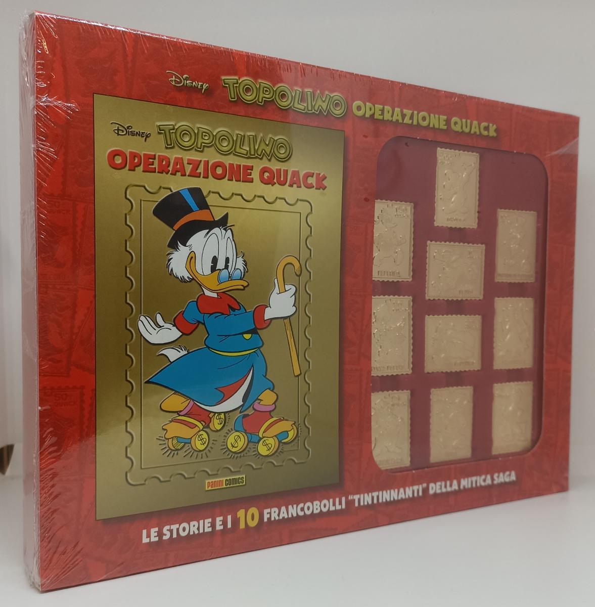 FD- OPERAZIONE QUACK STORIE E 10 FRANCOBOLLI METALLICI- PANINI DISNEY- 2019- VTX