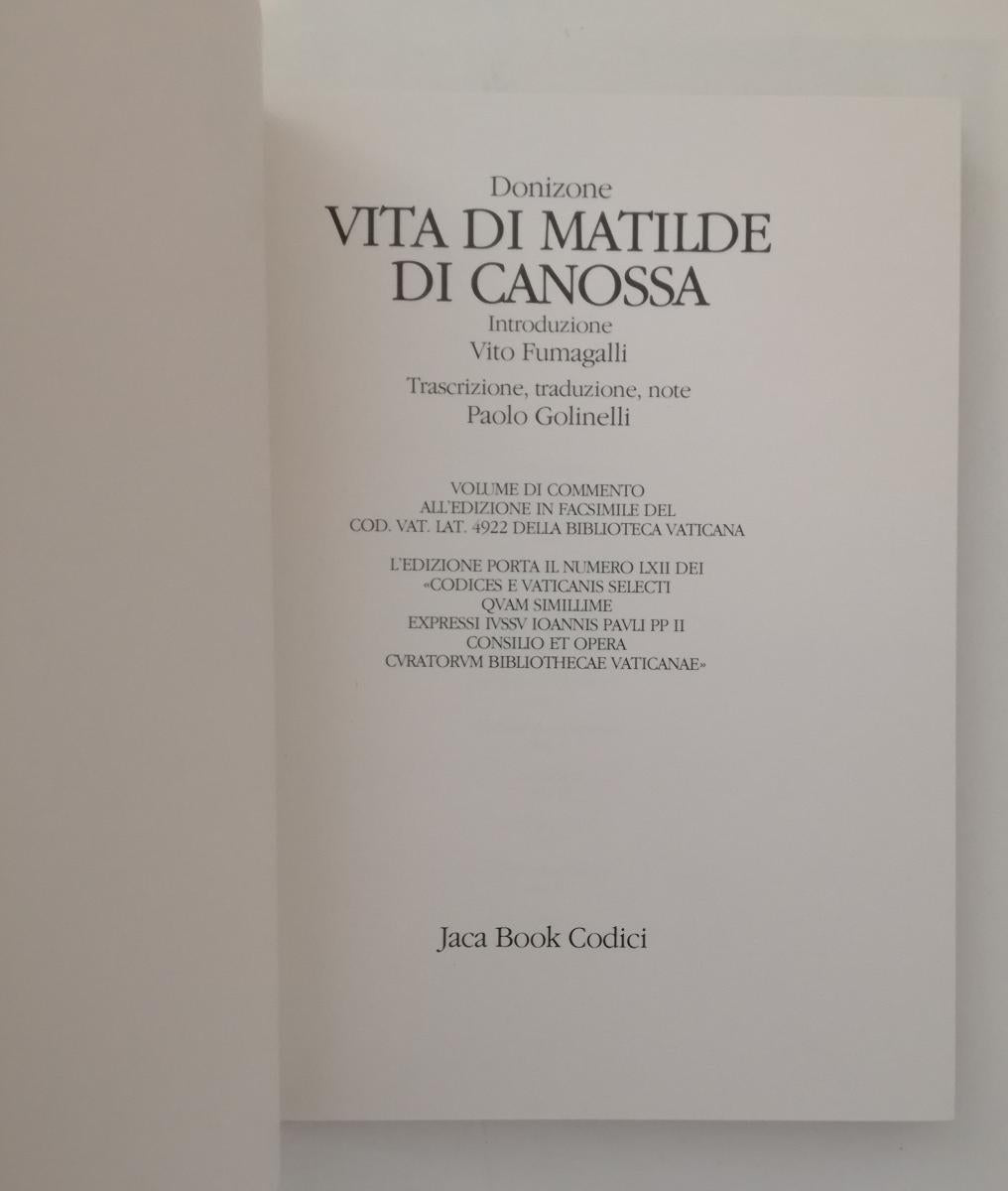 LS- DONIZONE VITA DI MATILDE DI CANOSSA -- JACA BOOK - CODICI-- 1984- C- XFS100