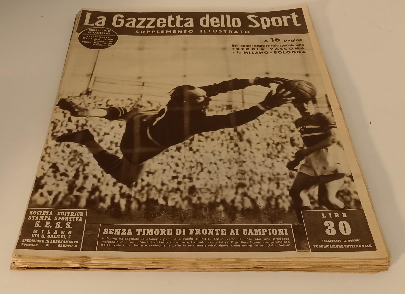 LR- GAZZETTA DELLO SPORT SUPPL. ILLUSTRATO ANNO II 16 NUMERI--- 1948- S- ZDS285