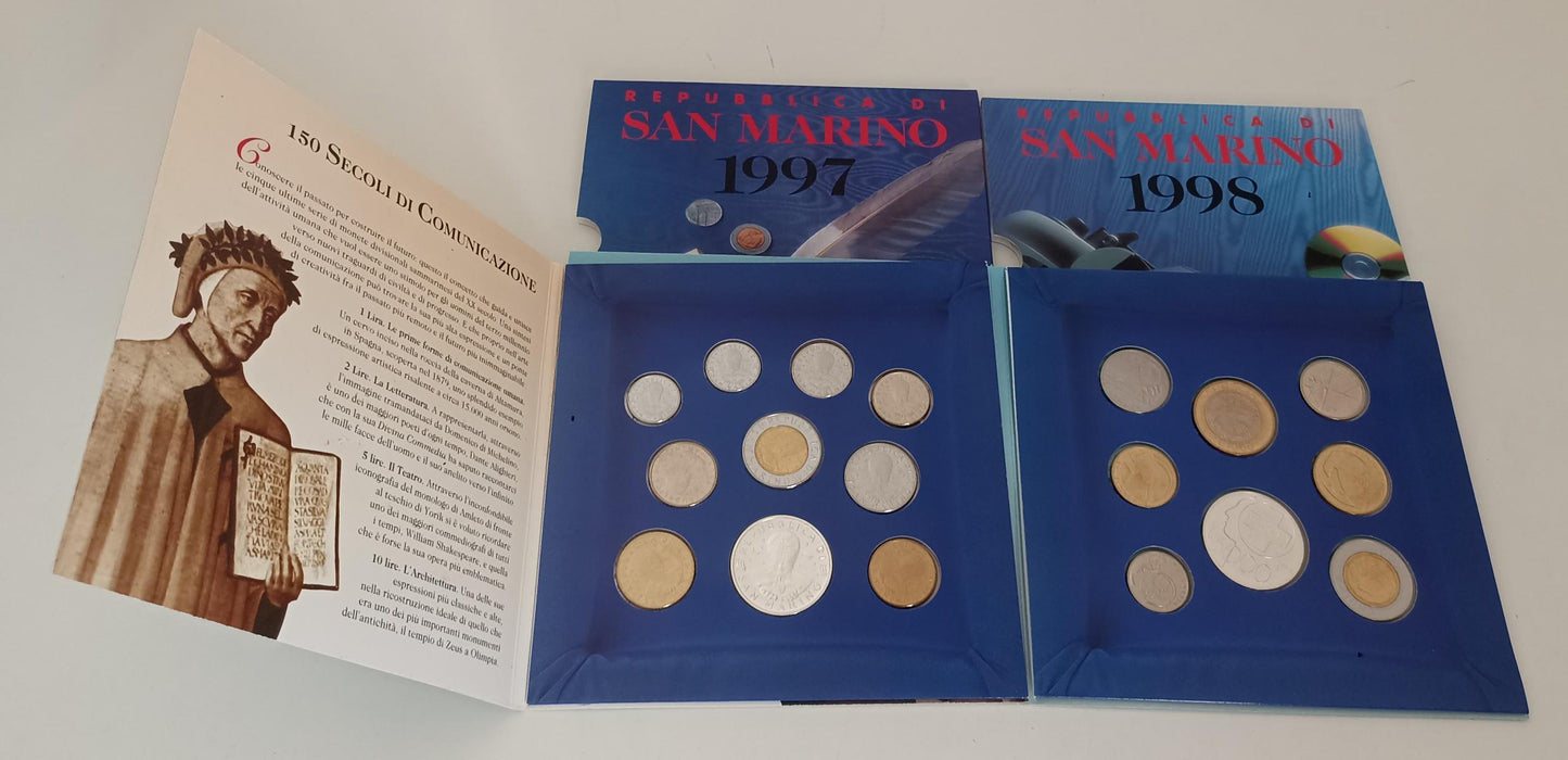 CM- MONETE - SAN MARINO LIRE EURO- DIVISIONALE COLLEZIONE 1987/2002 CON ASTUCCIO