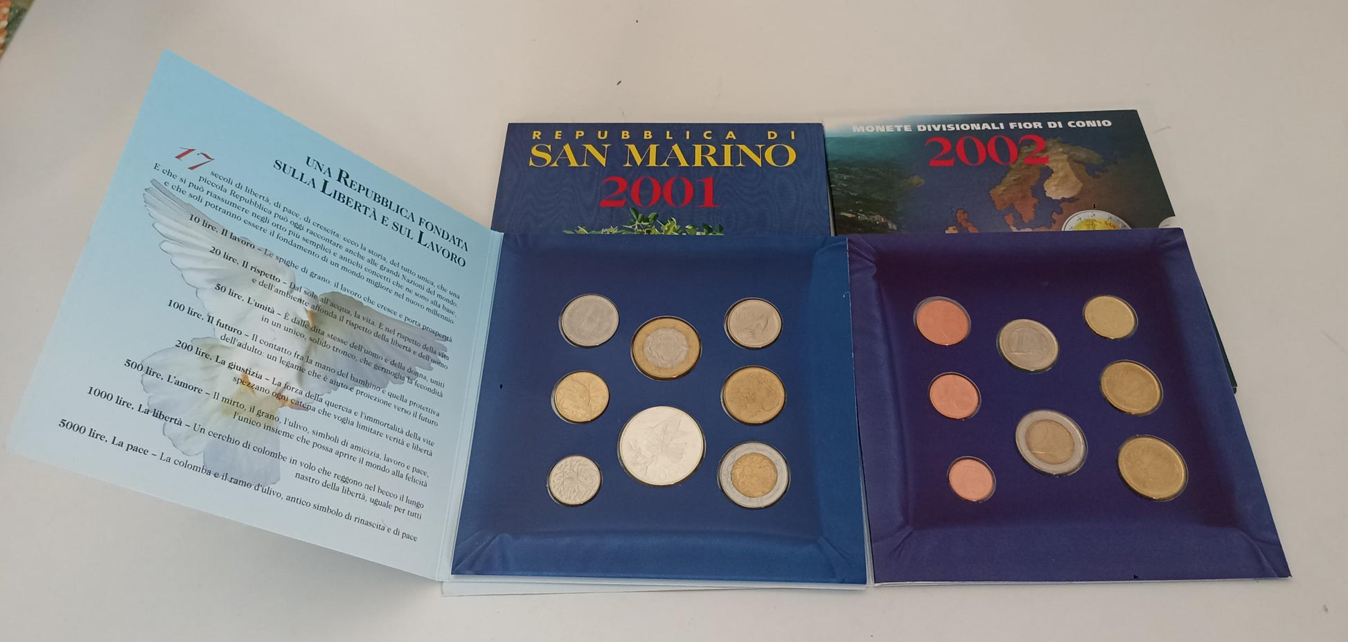 CM- MONETE - SAN MARINO LIRE EURO- DIVISIONALE COLLEZIONE 1987/2002 CON ASTUCCIO