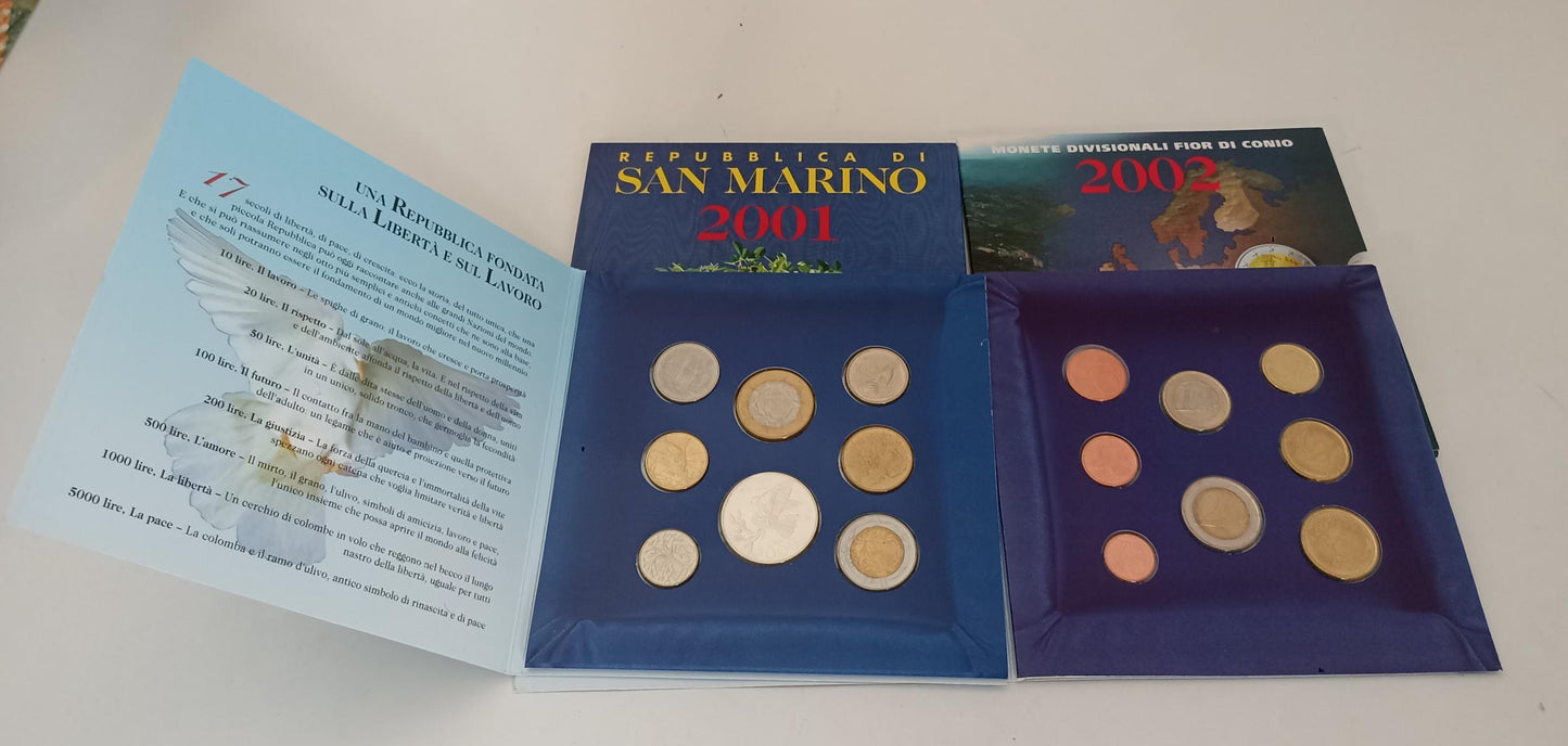 CM- MONETE - SAN MARINO LIRE EURO- DIVISIONALE COLLEZIONE 1987/2002 CON ASTUCCIO