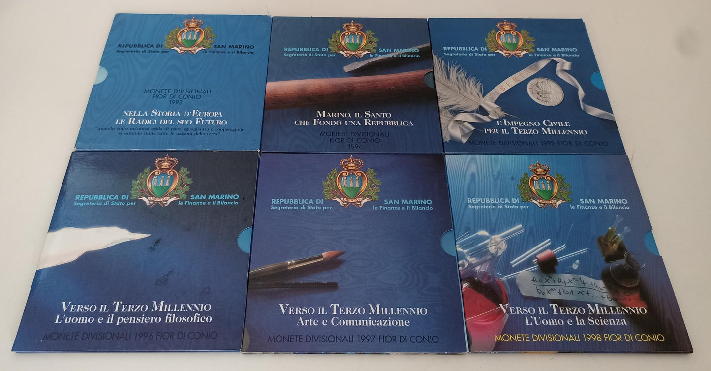 CM- MONETE - SAN MARINO LIRE EURO- DIVISIONALE COLLEZIONE 1987/2002 CON ASTUCCIO